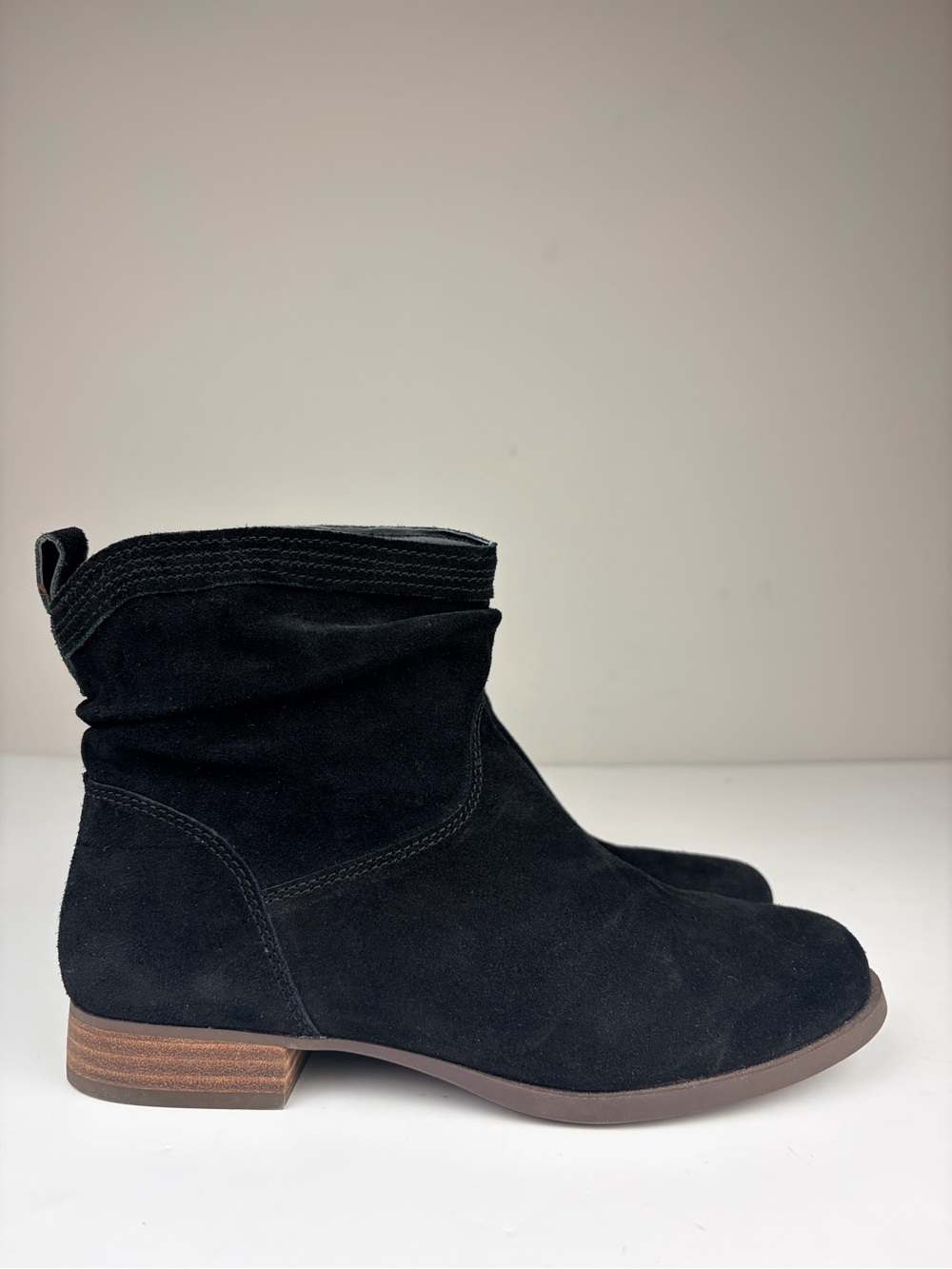 Koolaburra by UGG Black Suede Slouch Ankle Boots Women’s 7.5 Side Zip Booties